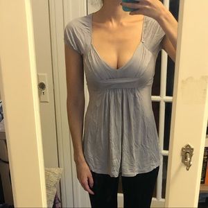 Gray v-neck blouse